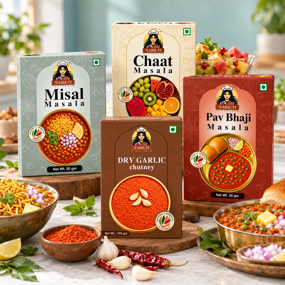 Nairuti Mumbai Street Box: Pav Bhaji, Misal, Garlic Chutney and Chaat