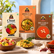 Nairuti Chaat & Snack Family Pack: Chaat Masala, Jeeravan and Dry Garlic Chutney, 400g each