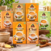 Nairuti Chai Family Box: all four chai masalas plus extra Ginger Black Pepper and Classic, 600g
