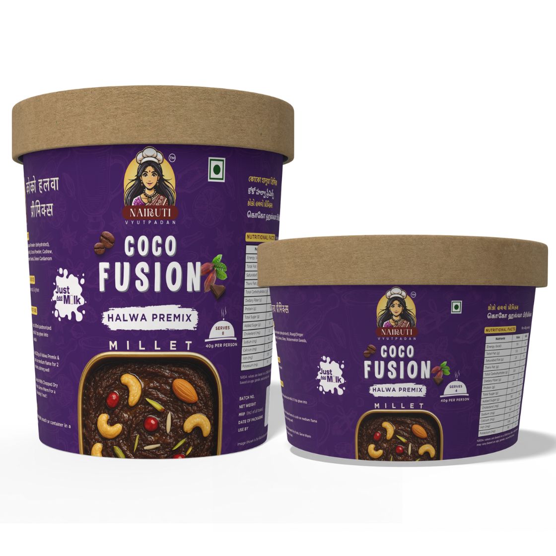 Coco Fusion Halwa Premix with Millet | Instant Chocolate Dessert Mix