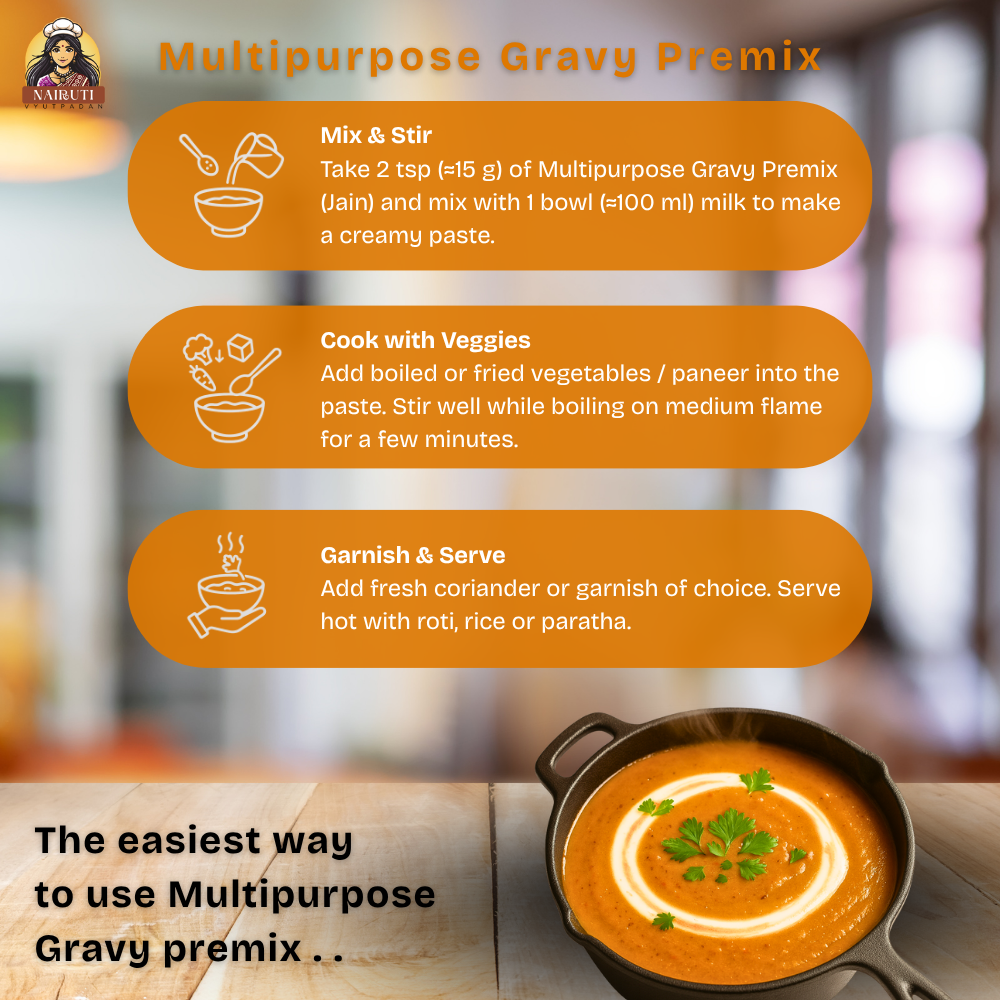 Multipurpose Gravy Premix (Jain) | Instant Curry Base Mix (No Onion No Garlic)