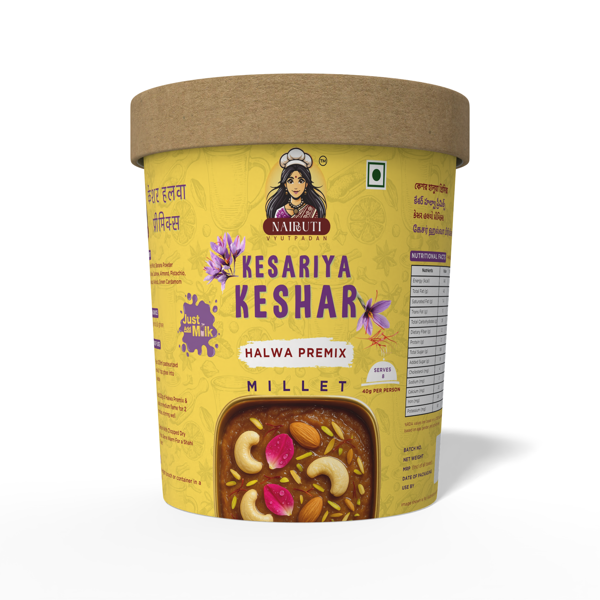 Kesariya Kesar Halwa Premix with Millet | Instant Saffron Dessert Mix