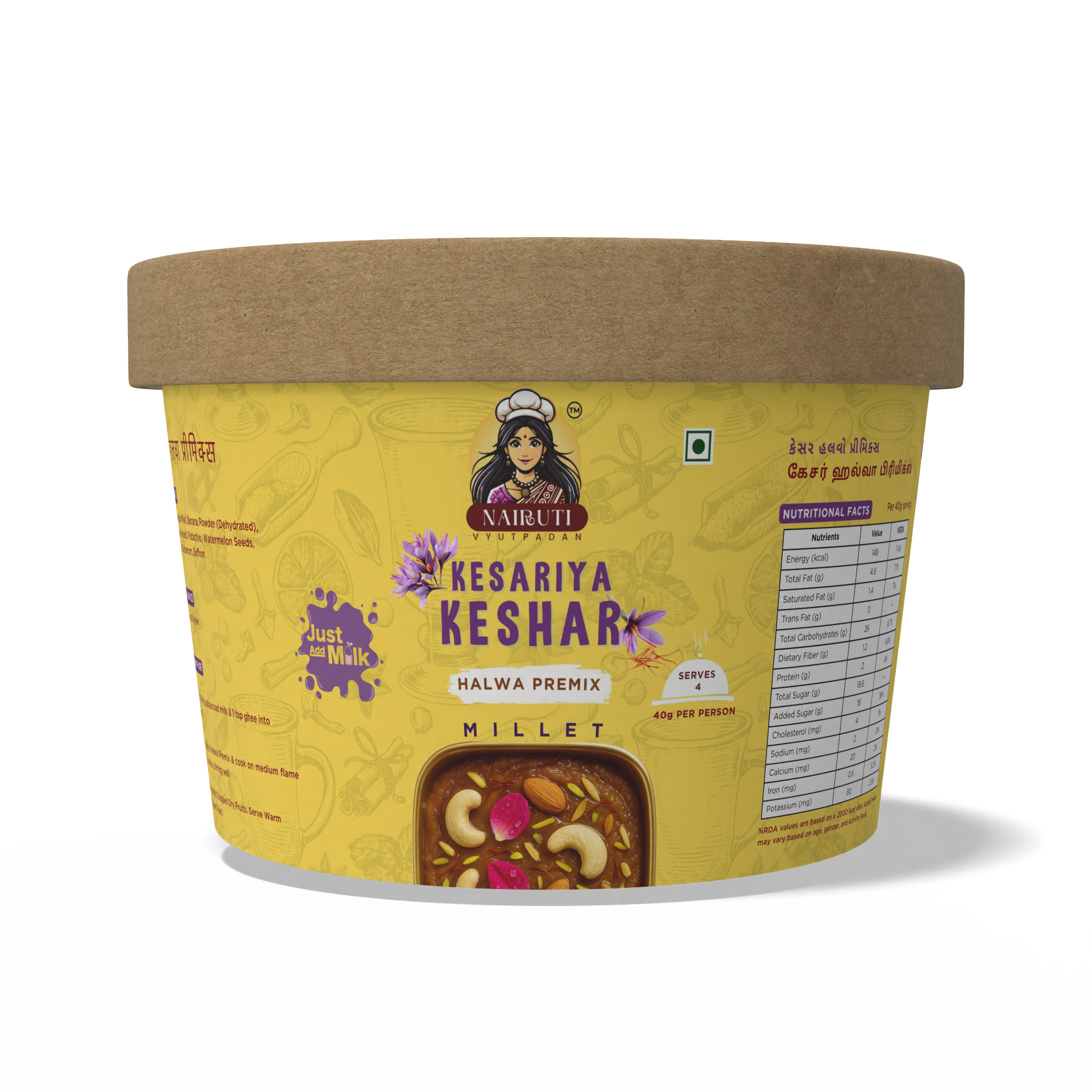 Kesariya Kesar Halwa Premix with Millet | Instant Saffron Dessert Mix