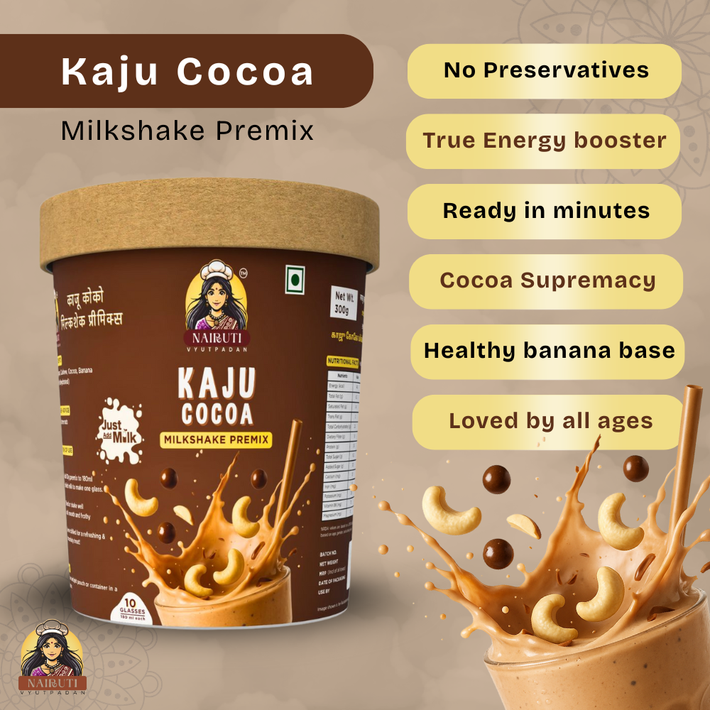 Kaju Cocoa Milkshake Premix | Instant Cashew Chocolate Drink Mix