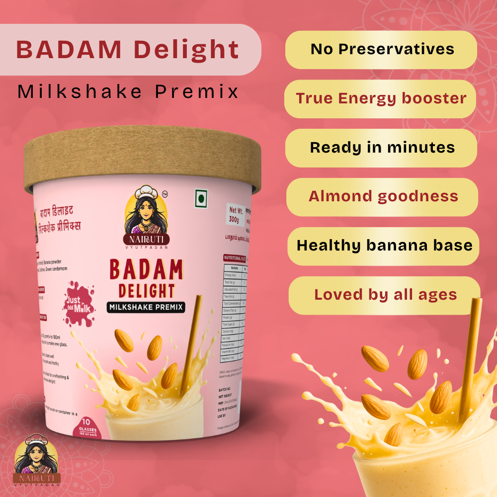 Badam Delight Milkshake Premix | Instant Almond Flavored Drink Mix