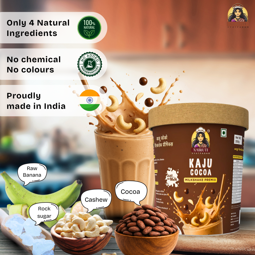 Kaju Cocoa Milkshake Premix | Instant Cashew Chocolate Drink Mix