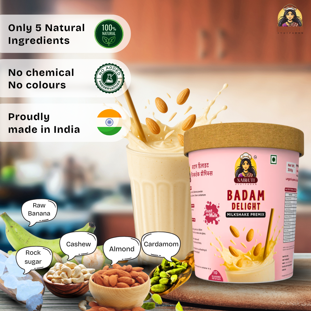 Badam Delight Milkshake Premix | Instant Almond Flavored Drink Mix