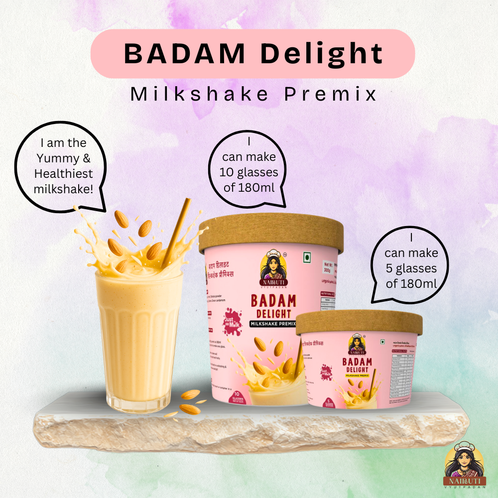 Badam Delight Milkshake Premix | Instant Almond Flavored Drink Mix