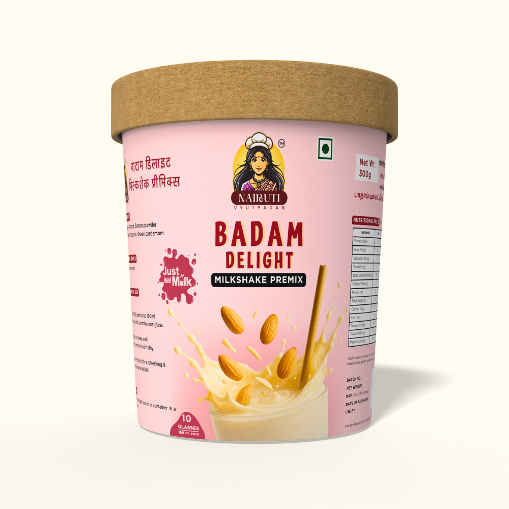 Badam Delight Milkshake Premix | Real Almond Richness | Creamy. Nutritious & Truly Royal