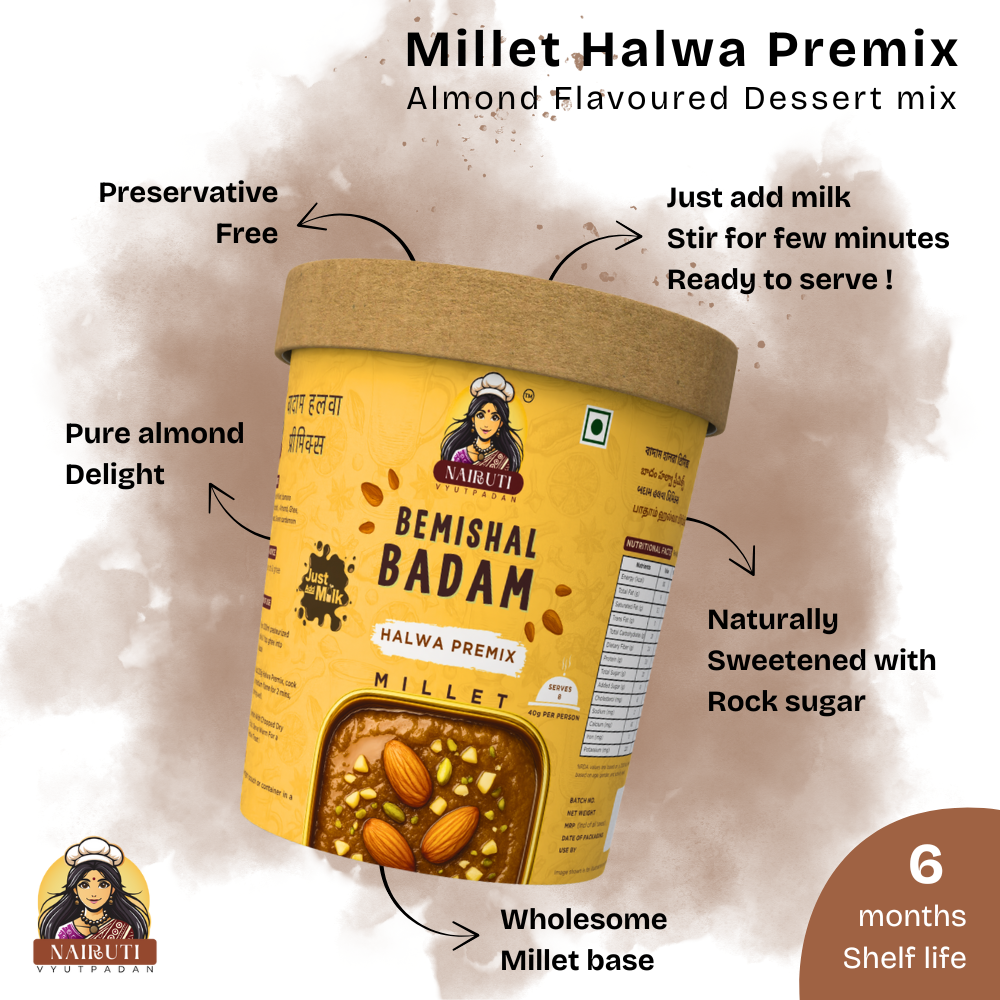 Badam Halwa Premix with Millet | Instant Almond Dessert Mix
