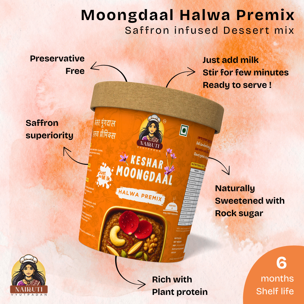 Kesar Moong Dal Halwa Premix | Instant Traditional Indian Dessert Mix