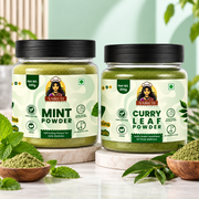 Chaas and Raita Duo with Mint and Curry Leaf powders