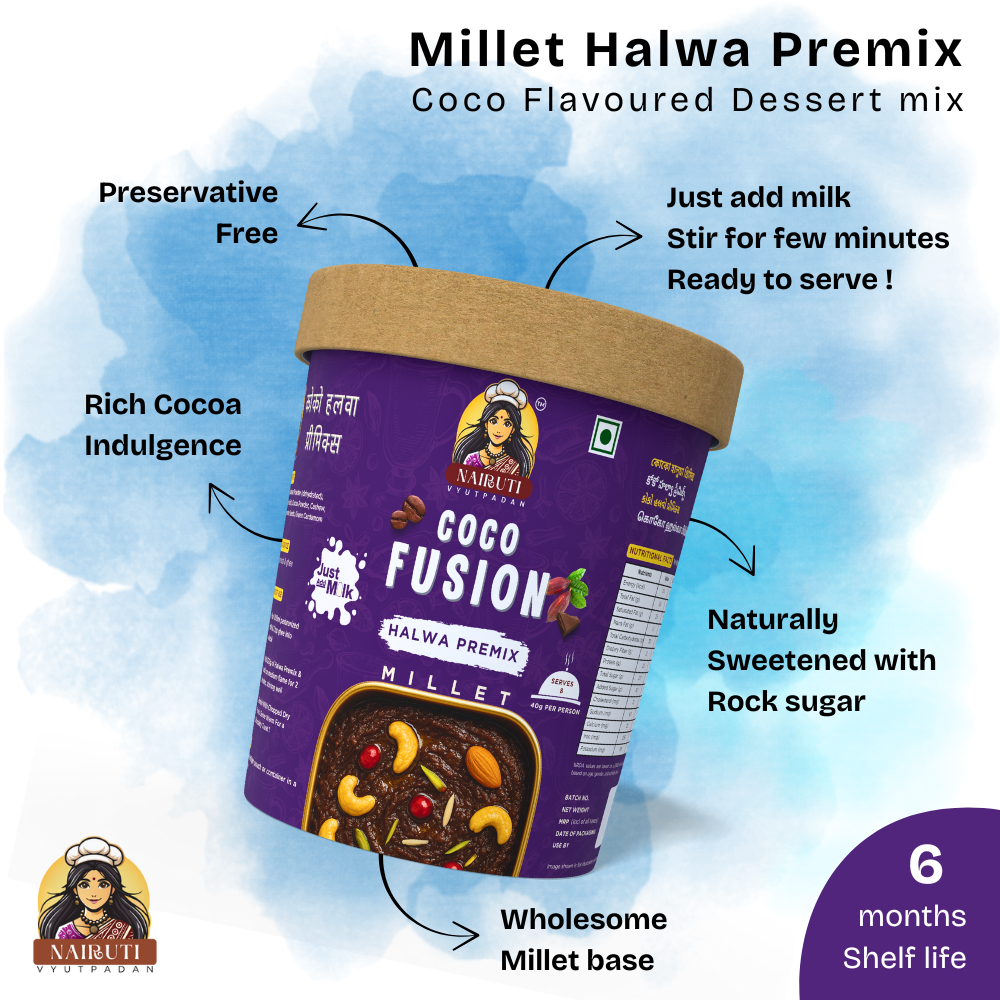 Coco Fusion Halwa Premix with Millet | Instant Chocolate Dessert Mix
