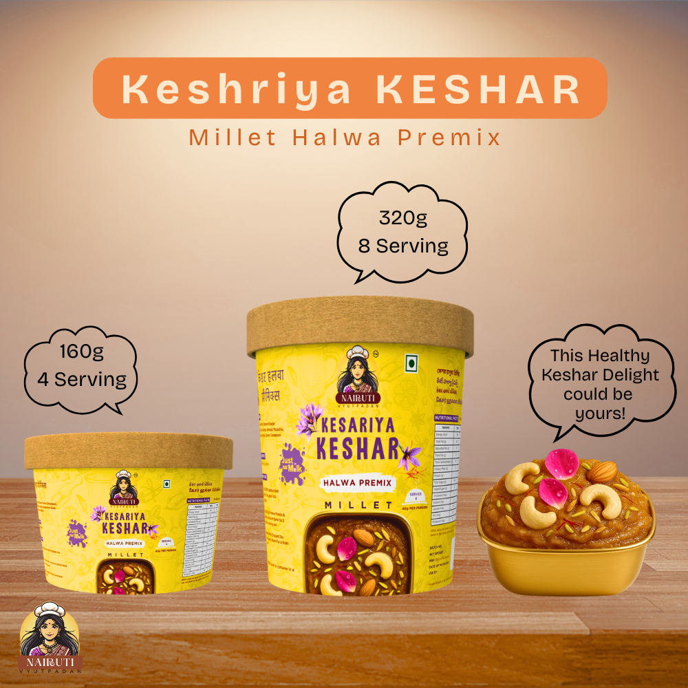 Kesariya Kesar Halwa Premix with Millet | Instant Saffron Dessert Mix