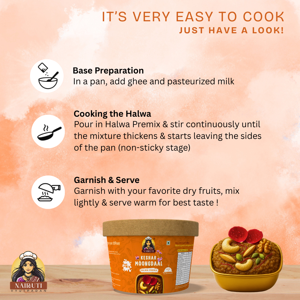 Kesar Moong Dal Halwa Premix | Instant Traditional Indian Dessert Mix
