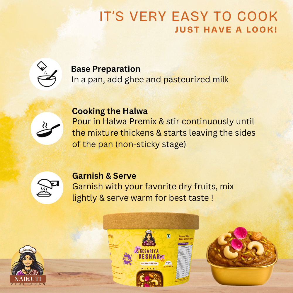 Kesariya Kesar Halwa Premix with Millet | Instant Saffron Dessert Mix