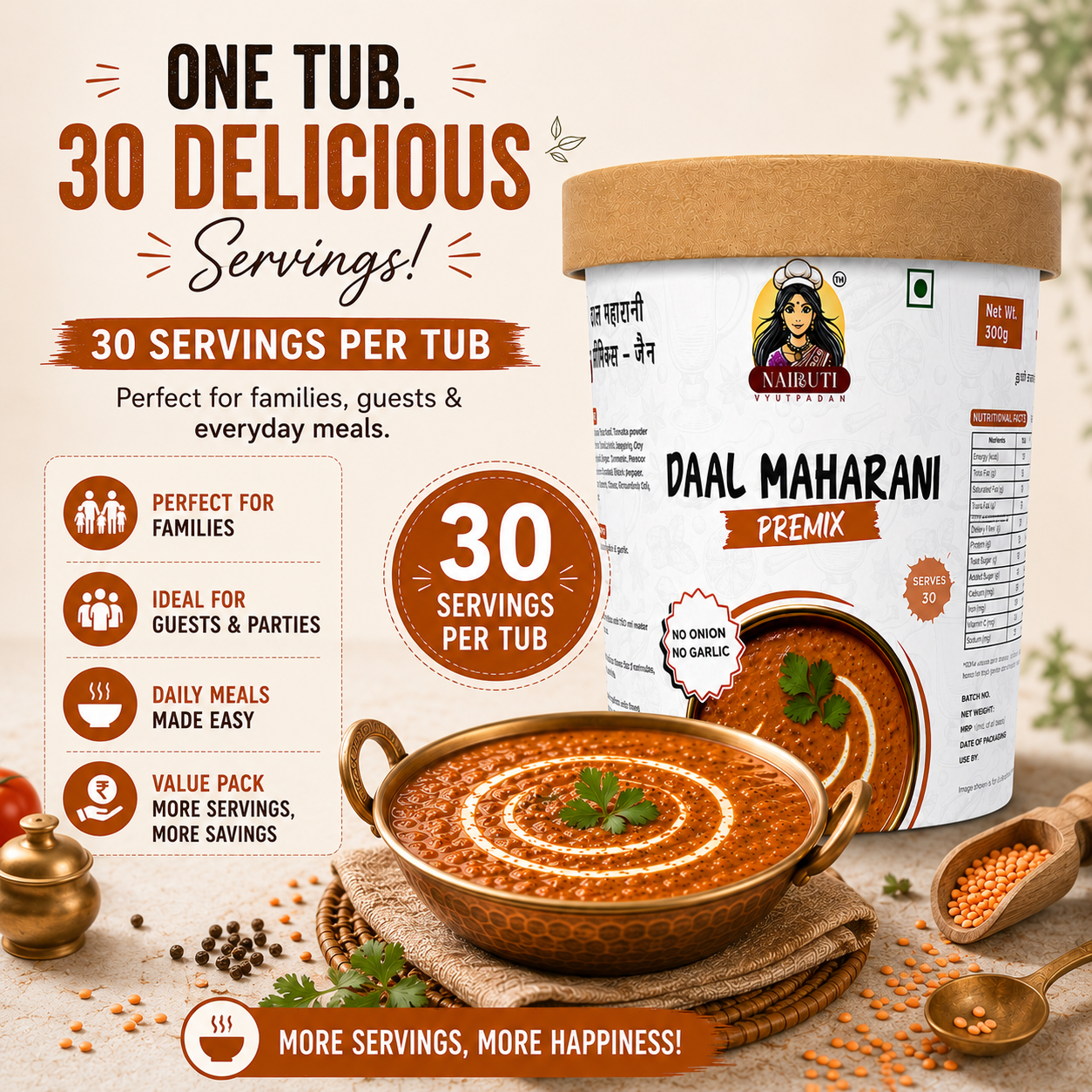 Jain Daal Maharani Premix | No Onion No Garlic Rich Royal Lentil Blend