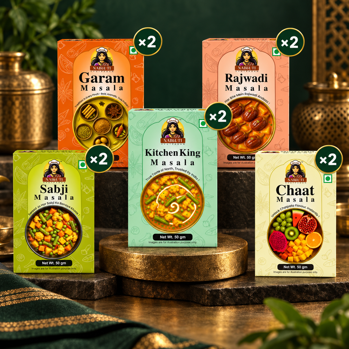 Everyday Jain Kitchen Combo with Kitchen King, Sabji, Garam, Rajwadi and Chaat Masala