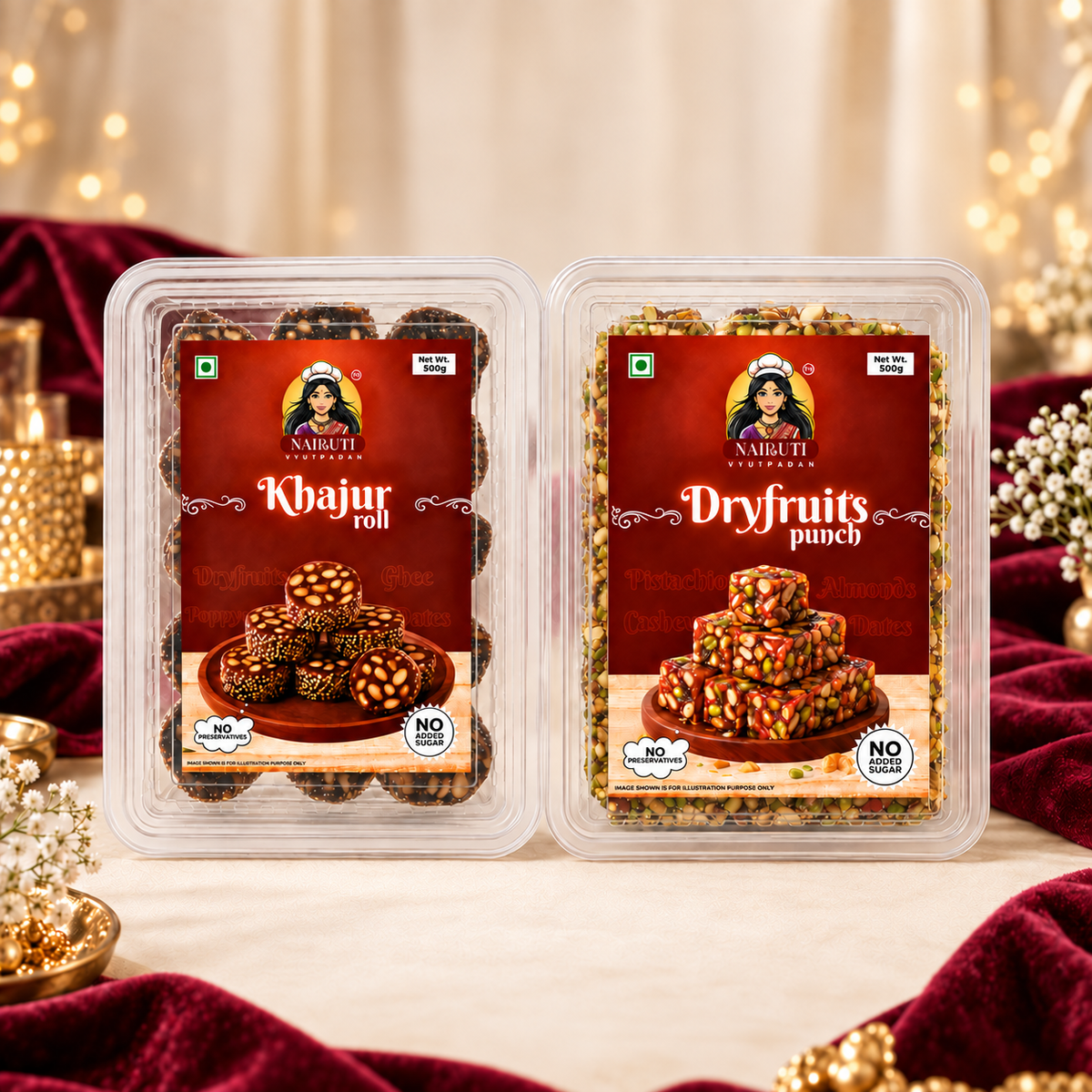 Family Date Sweet Duo - Khajur Roll and Dry Fruits Punch