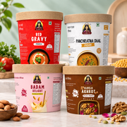 Family Meal & Sweet Premix Box - Red Gravy, Panchratna Daal, Badam Milkshake and Akhrot Millet Halwa