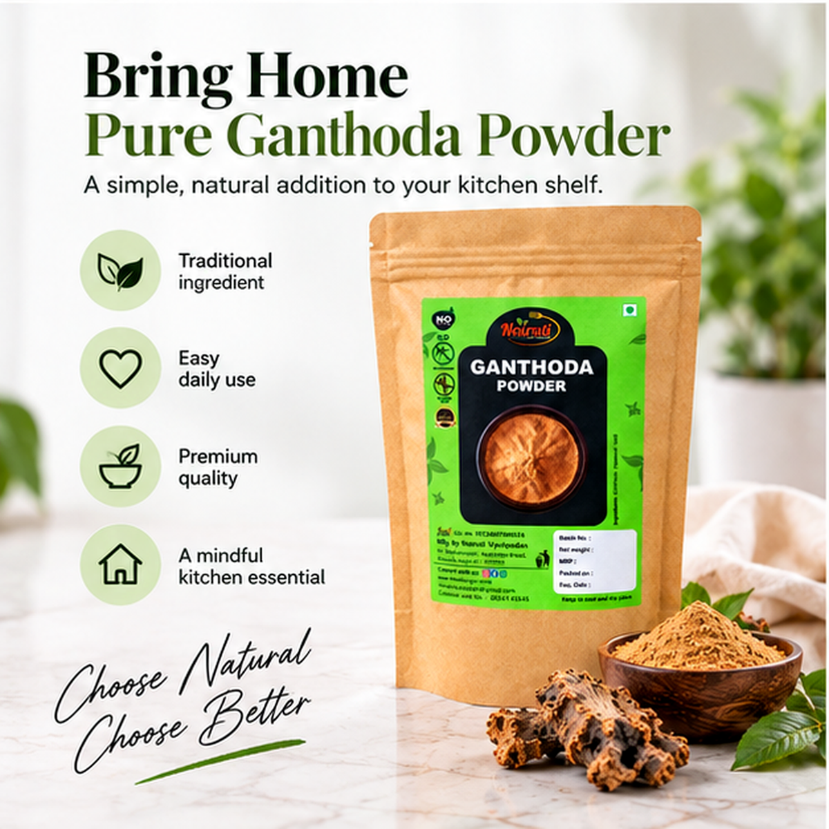 Nairuti Premium Ganthoda Powder for traditional Gujarati kitchen use