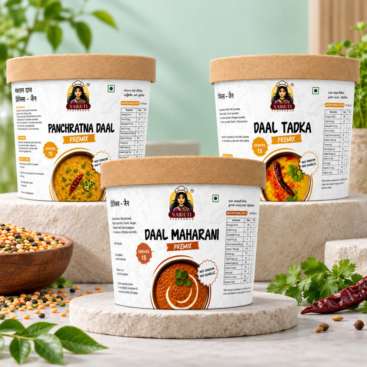 Jain Daal Trio Combo with Daal Tadka, Daal Maharani and Panchratna Daal premixes