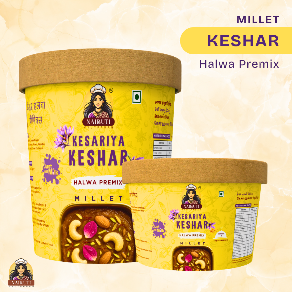Kesariya Kesar Halwa Premix with Millet | Instant Saffron Dessert Mix