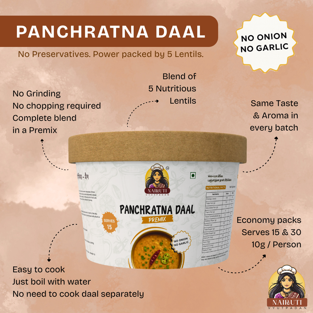 Panchratna Daal Premix (No Onion No Garlic) | 5-Lentil Satvik Dal Mix | Quick. Rich, Protein-Packed & Aromatic Flavor